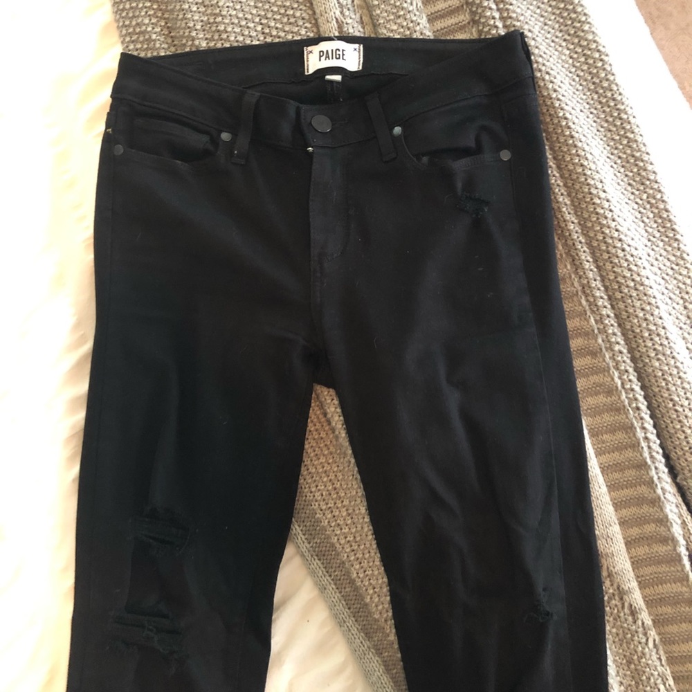 Paige denim, skinny leg, black distressed